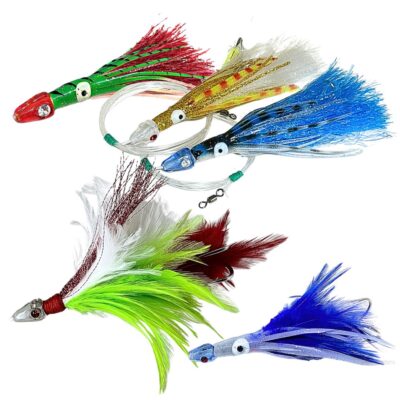 pack de 4 señuelos para la pesca de grandes tunidos,con colores variados