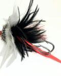 señuelo de pesca con cabeza de cristal y plumas naturales en color negro y blanco, para pescar atunes, bacoretas, marlin, grandes peces
