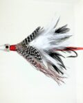 señuelo de pesca con cabeza de cristal y plumas naturales en color negro y blanco, para pescar atunes, bacoretas, marlin, grandes peces
