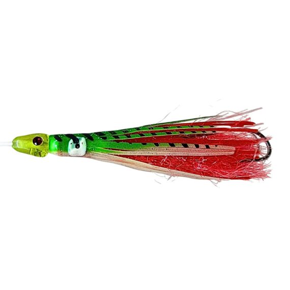 señuelo white tuna vinyl verde rojo