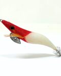 Jibionera tipo Yamashita cabeza roja brillante, diseñada para la pesca de sepias, calamares y pulpos; equipada con sistema de transferencia de peso de tungsteno y recubrimiento epoxi para mayor durabilidad