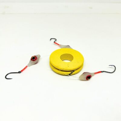 5 señuelos de pesca para especies de fondo, con un anzuelo simple y con un bajo de pesca, con gran ojo central rojo