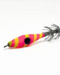 señuelo pesca para calamares, sepias y pulpos, garrapatas calamar, color en espiral amarillo y rosa
