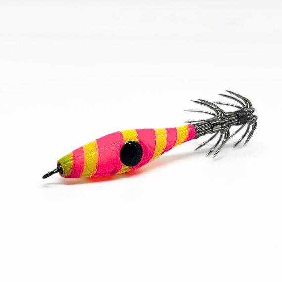 señuelo pesca para calamares, sepias y pulpos, garrapatas calamar, color en espiral amarillo y rosa