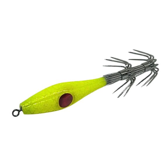señuelo pesca calamar evil squid amarillo fluor