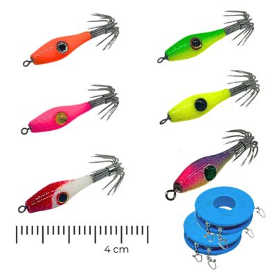 señuelo de pesca para chipirones, calamares, sepias y pulpos, garrapatas calamar, color verde fluor