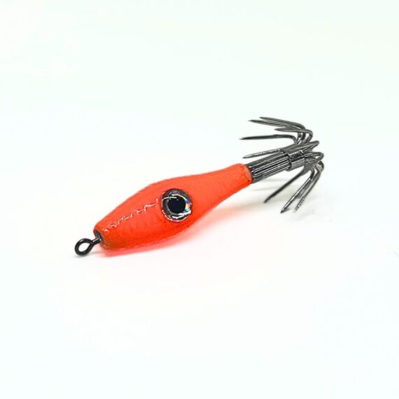 señuelo de pesca para chipirones, calamares, sepias y pulpos, garrapatas calamar, color naranja fluor
