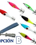 Señuelos de pesca calamares sepias y pulpos. Colores variados garrapatas para calamar